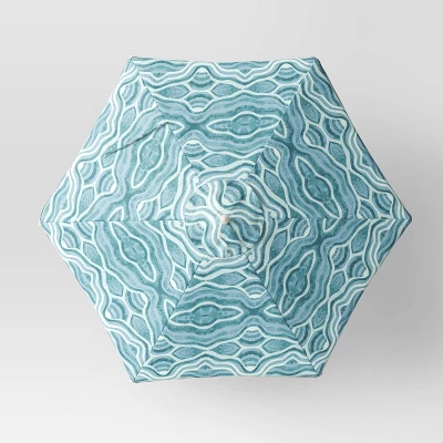 7.5'x7.5' Decorative Trim Scalloped Outdoor Market Umbrella Blue - Opalhouse™ Designed With Jungalow™ 3 7.5'x7.5' Decorative Trim Scalloped Outdoor Market Umbrella Blue - Opalhouse™ Designed With Jungalow™ - Image 3