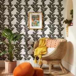 Botanical Leaf Peel And Stick Wallpaper Black/White - Opalhouseâ„¢ Designed With Jungalowâ„¢