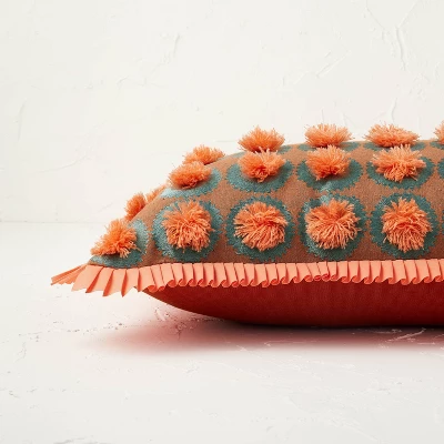 Oblong Jungalow Fringe Pom Decorative Throw Pillow Orange Coral - Opalhouse™ Designed With Jungalow™ 2 Oblong Jungalow Fringe Pom Decorative Throw Pillow Orange Coral - Opalhouse™ Designed With Jungalow™ - Image 2