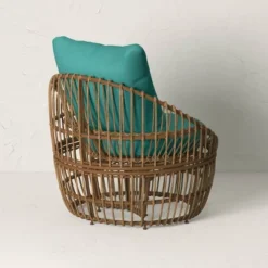 Topanga Club Chair With Ottoman - Blue/Brown - Opalhouse™ Designed With Jungalow™ -Opalhouse GUEST db6f5d67 275a 4bfa 9fae 3ff68f41b8d1